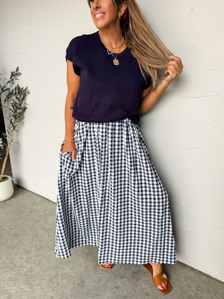 Blue Skies Navy Midi Dress