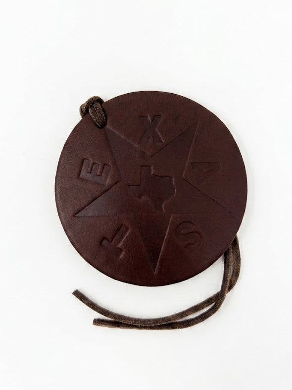 Round Vintage Texas Star Air Flair Car Scent- Leather