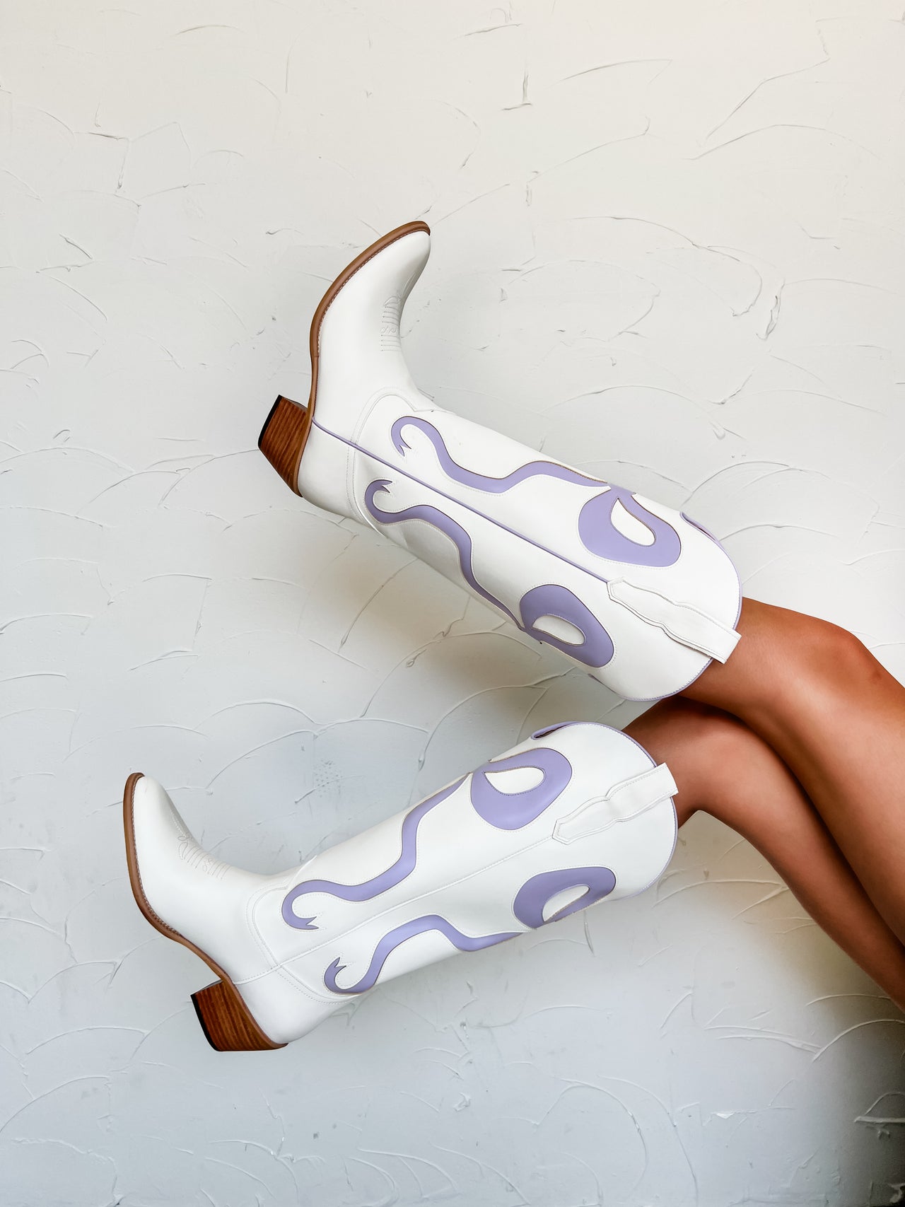 Ruby Western Boots- White/Lavender