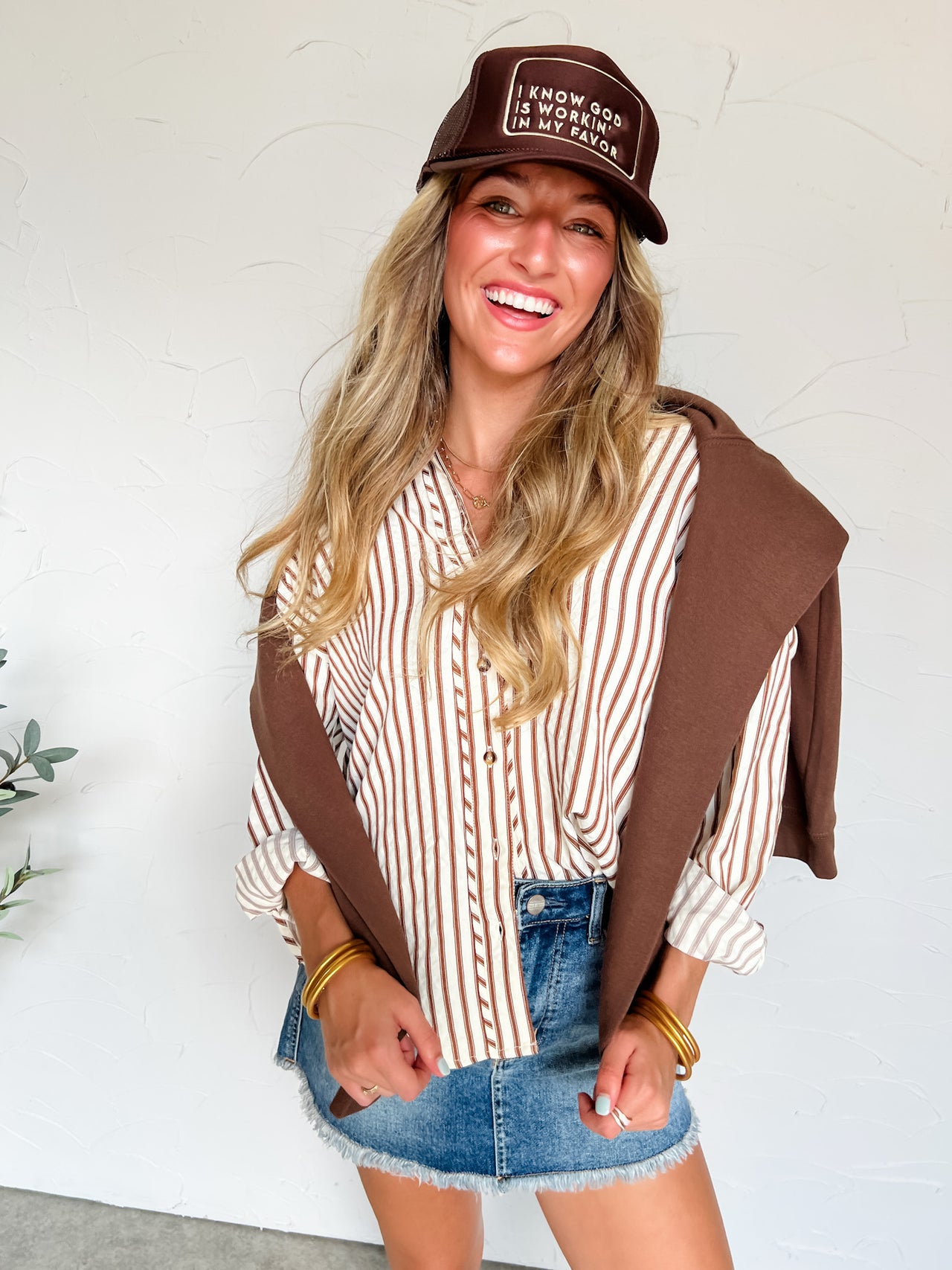 Basic At Heart Striped Round Hem Top