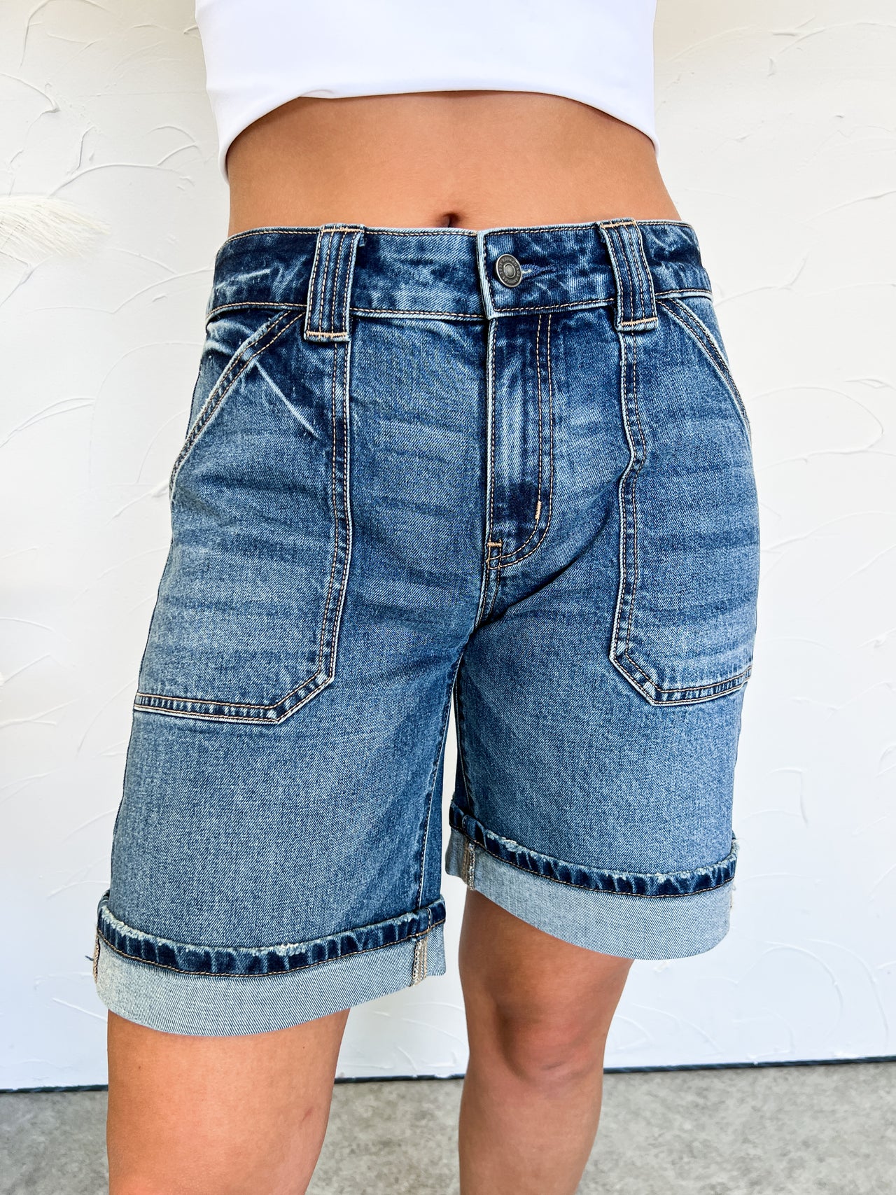 To My Knowledge Mid Rise Relaxed Denim Shorts