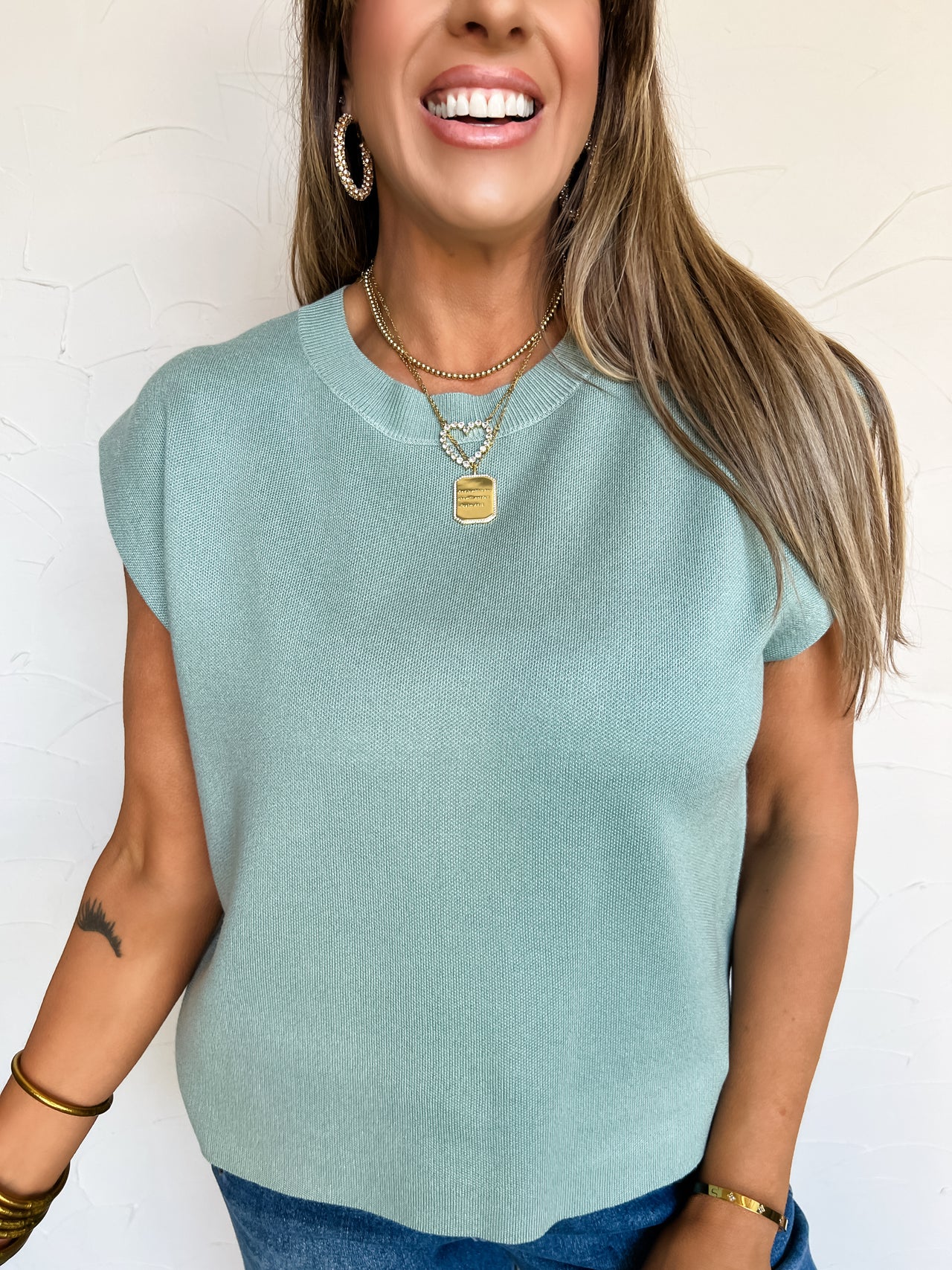 No Second Guess Straight Hem Top- Dusty Green