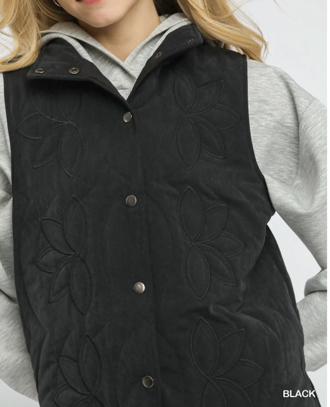 Waiting For You Quilted Embroidered Vest