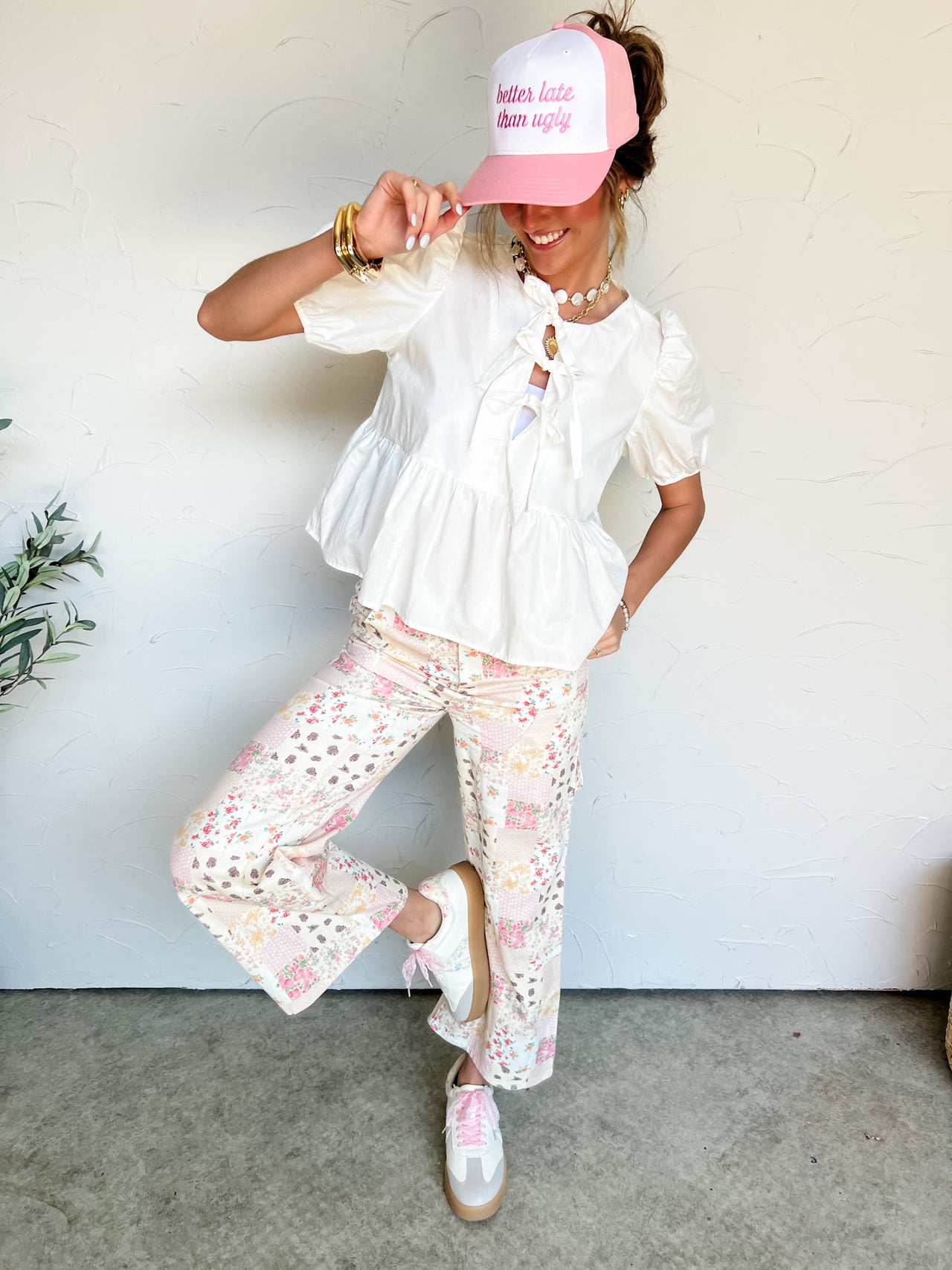 Get It All Coquette Bow Tie Top- White