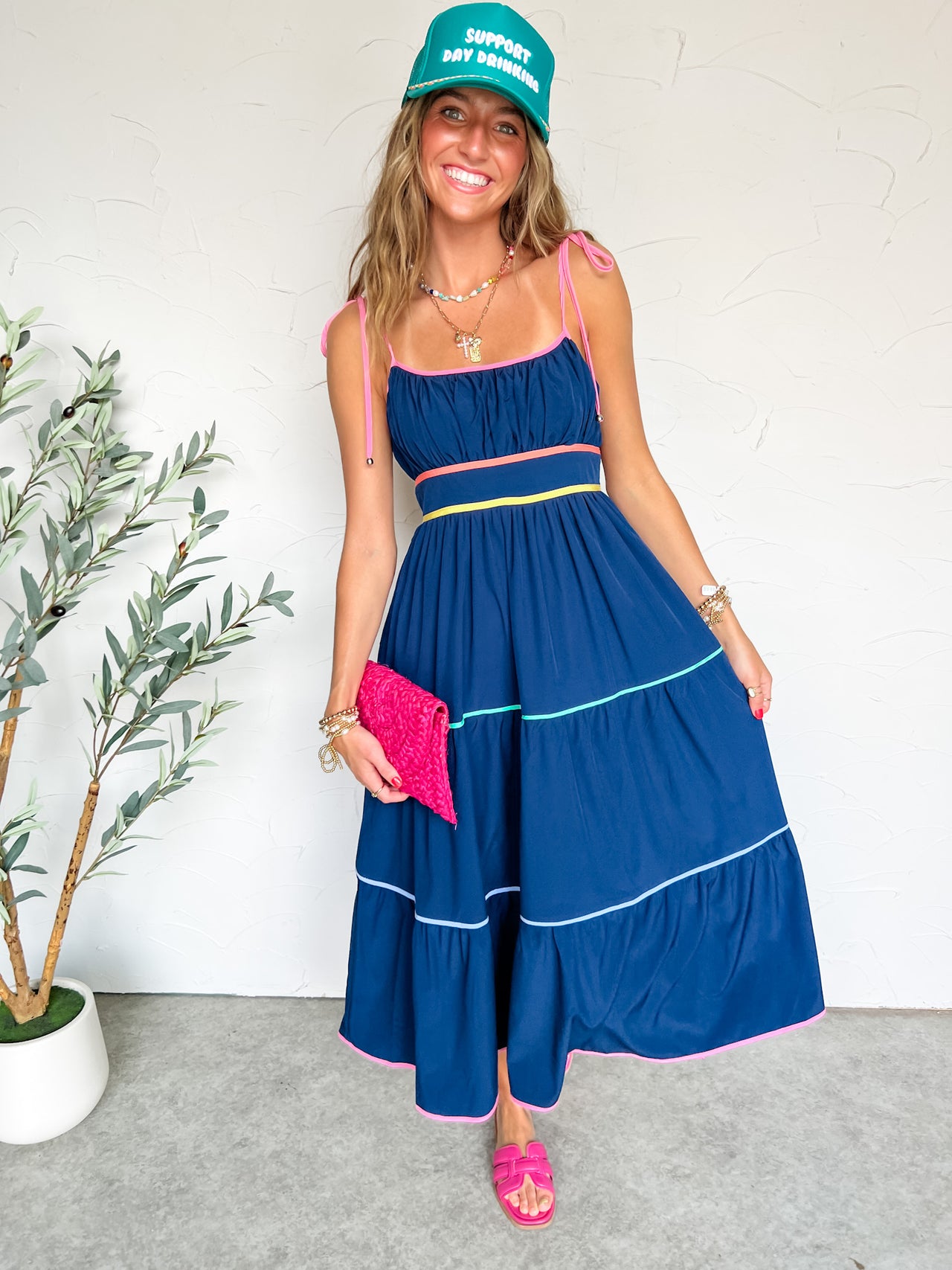 Free Feeling Navy Tiered Dress