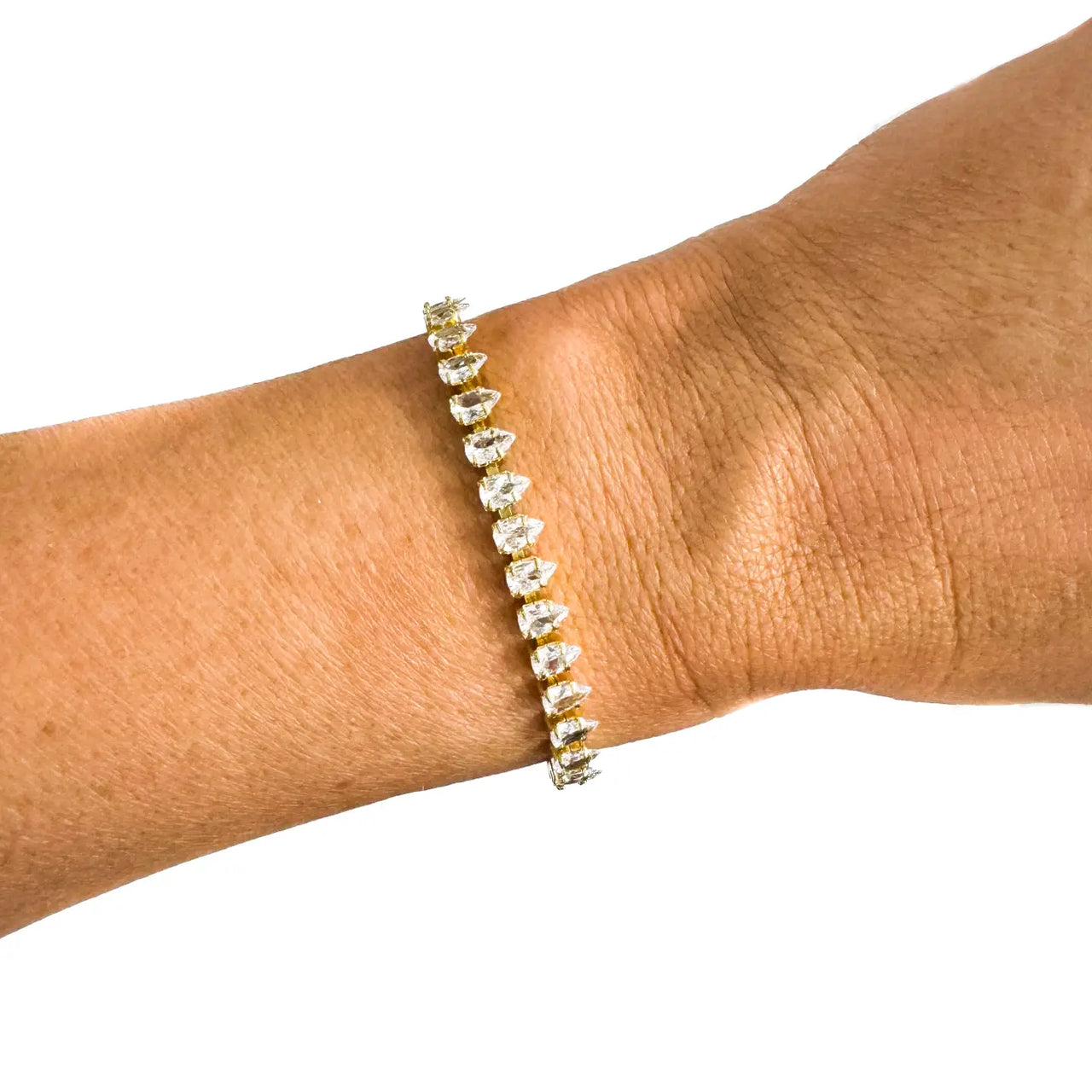 {SB}Semi Precious Pave Gold Filled Bracelet- Pear