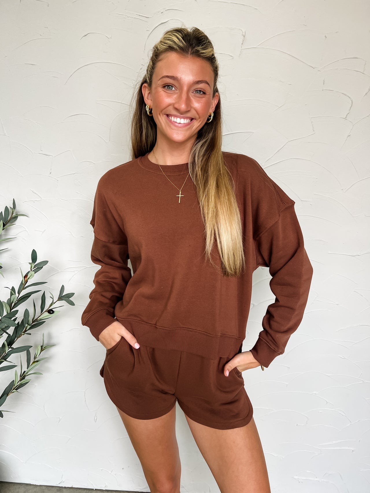 Stay Trendy Fleece Comfy Set- Brown
