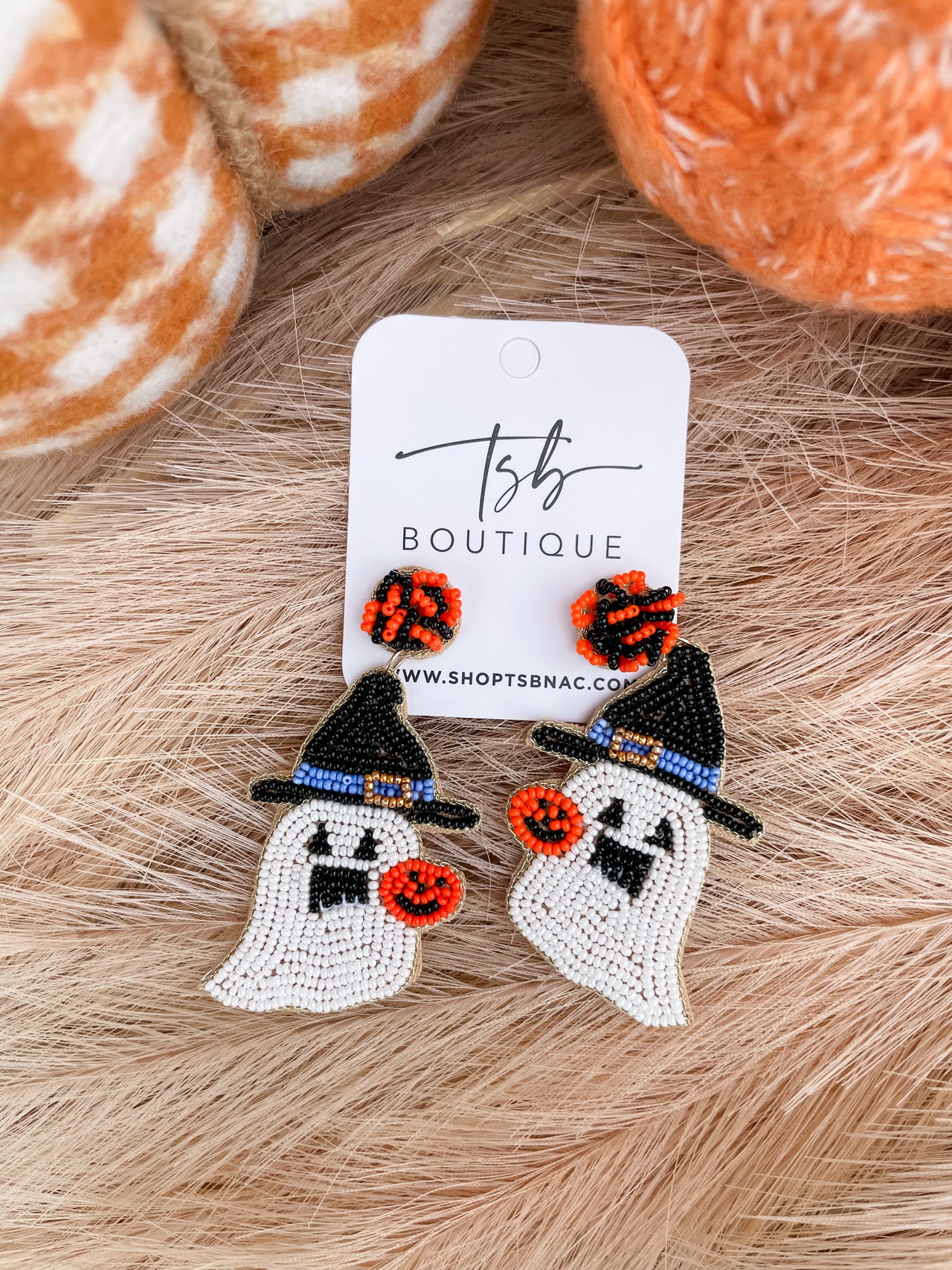 Ghost Witches Hat Beaded Earring