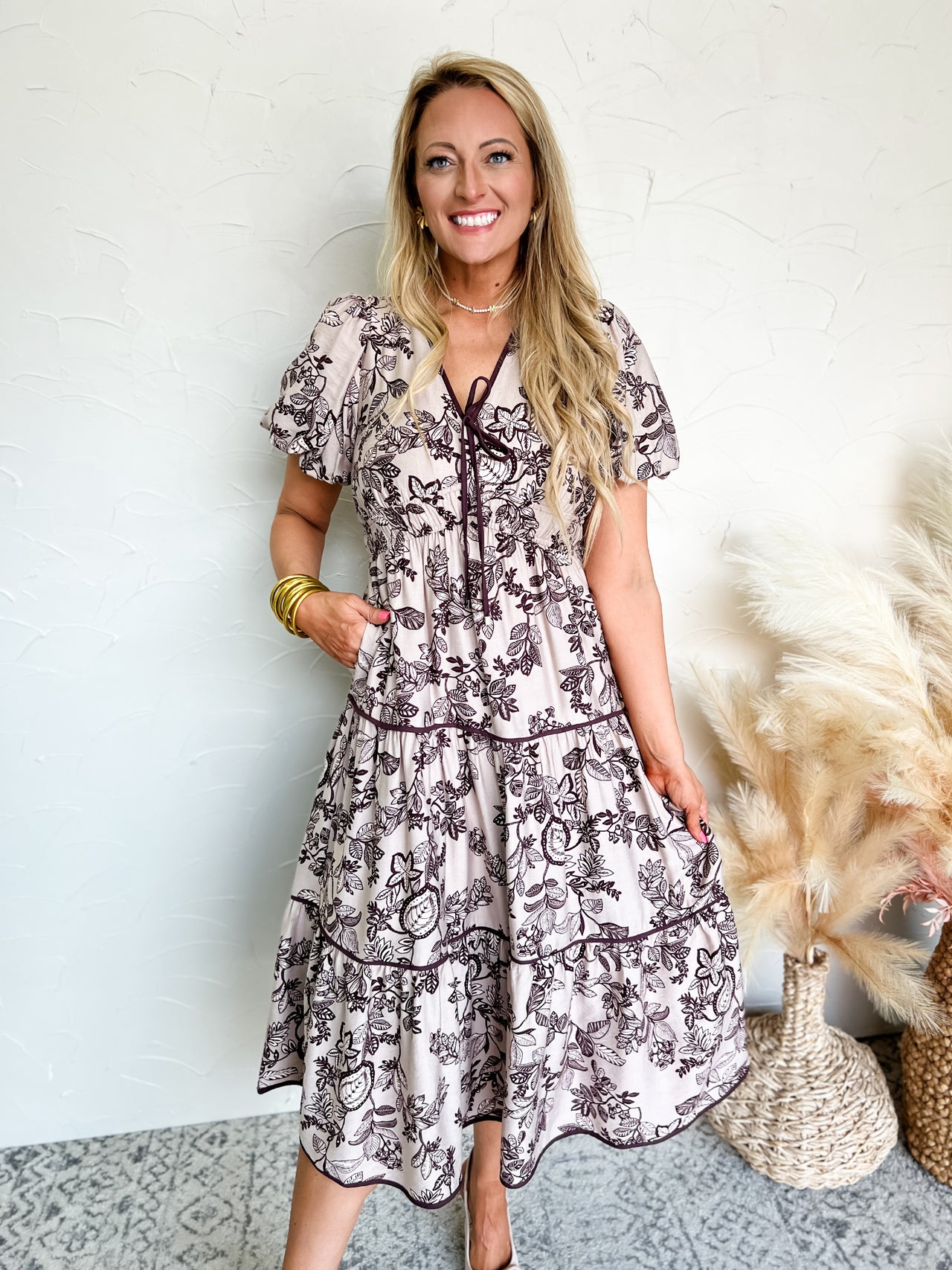 Every Second Counts Puff Sleeve Floral Print Maxi Dress