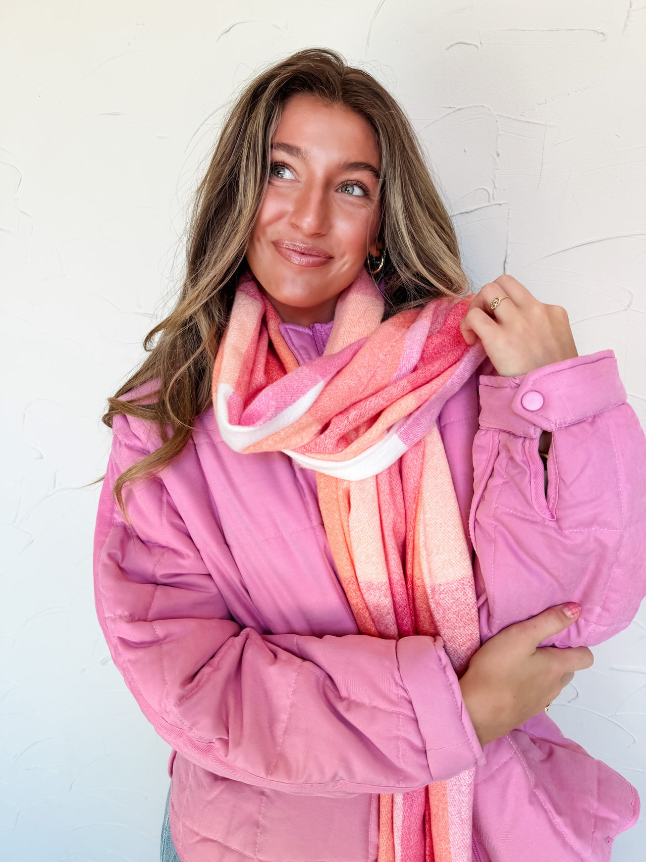 Classic Feel Zip Up Puffer Jacket- Pink