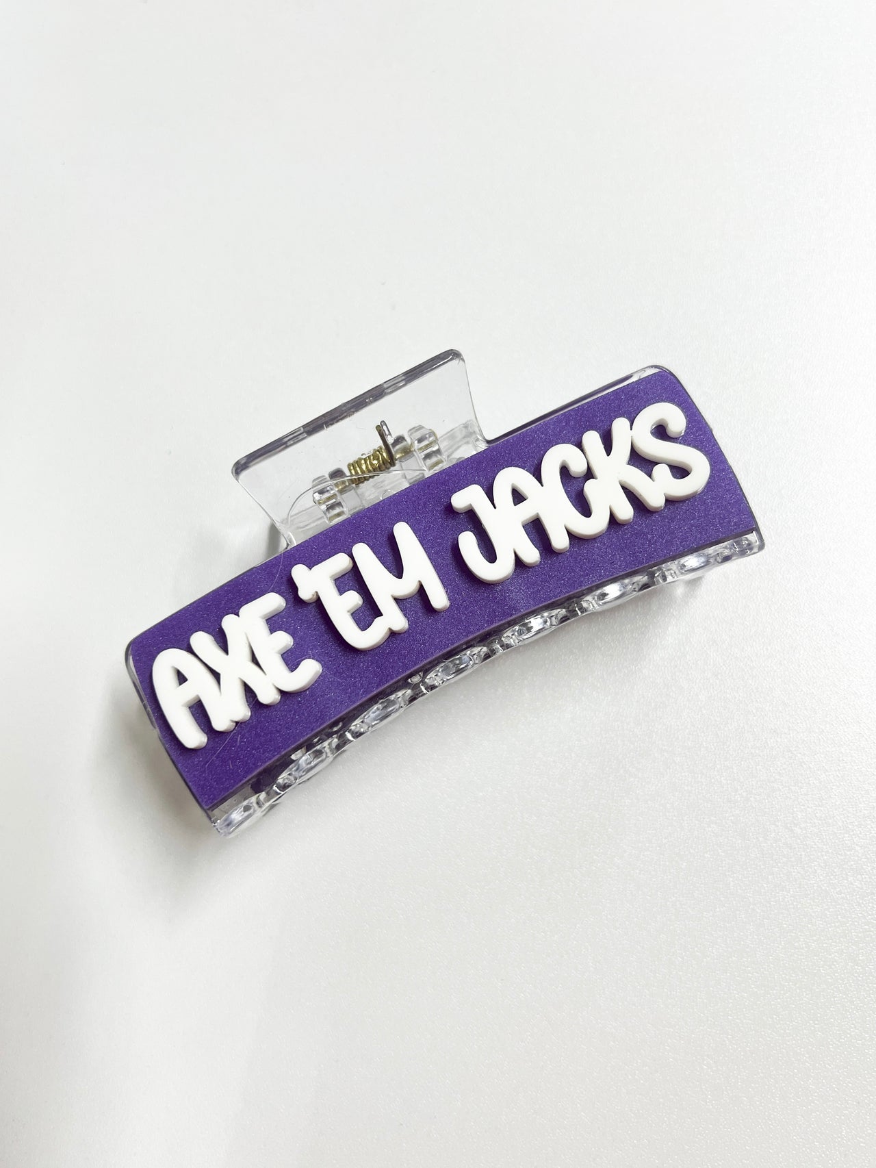 White Axe' Em Jacks Hair Claw- Large- Purple