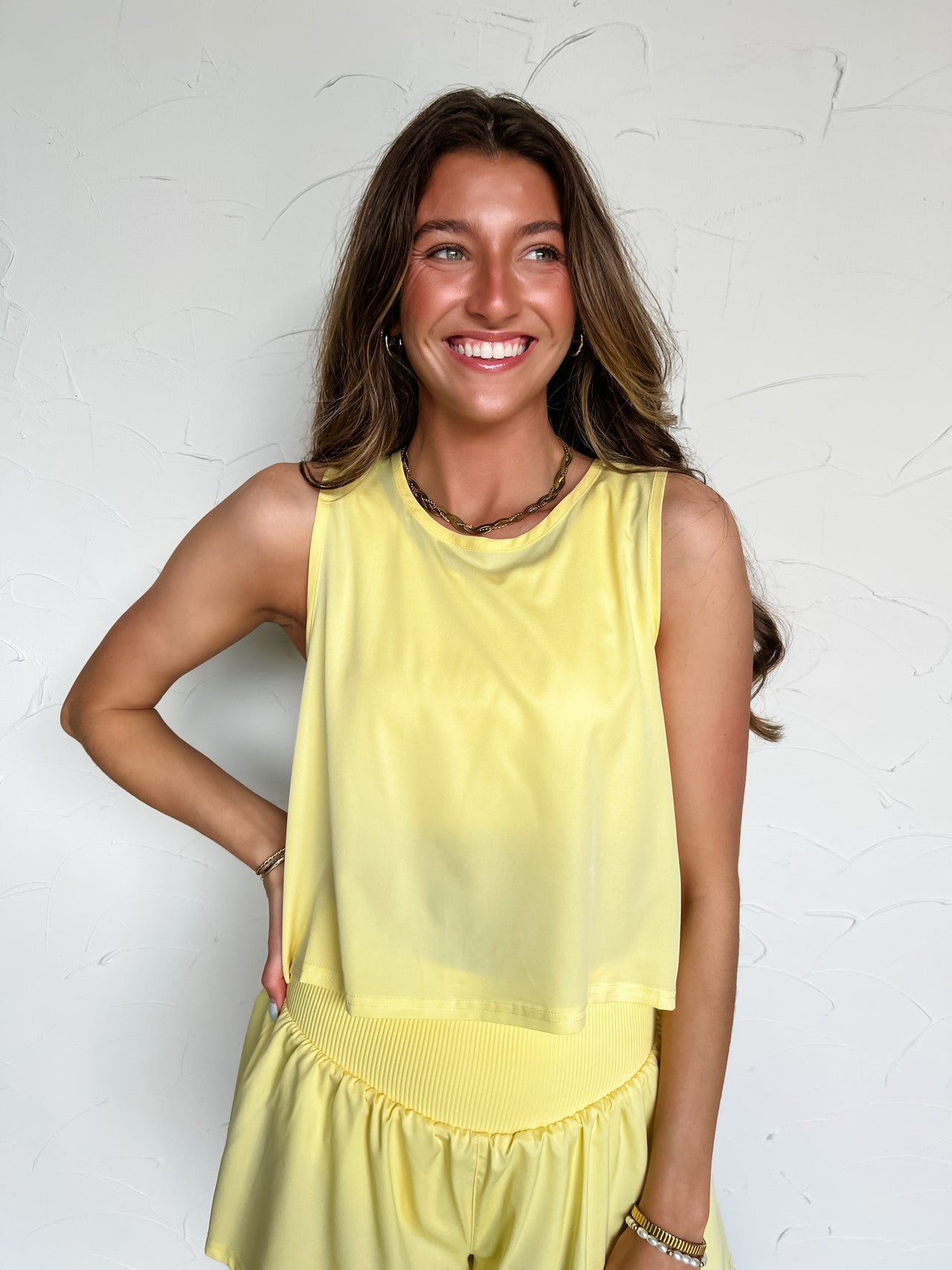 Sweet Spot Cropped Tank- Yellow Glow