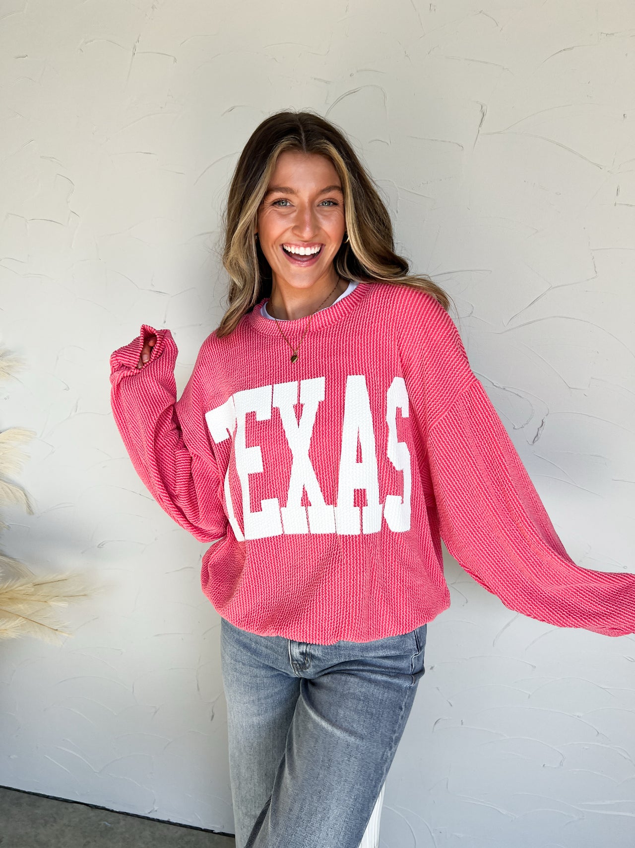 TEXAS Soft Ribbed Graphic Sweatshirt- Watermelon