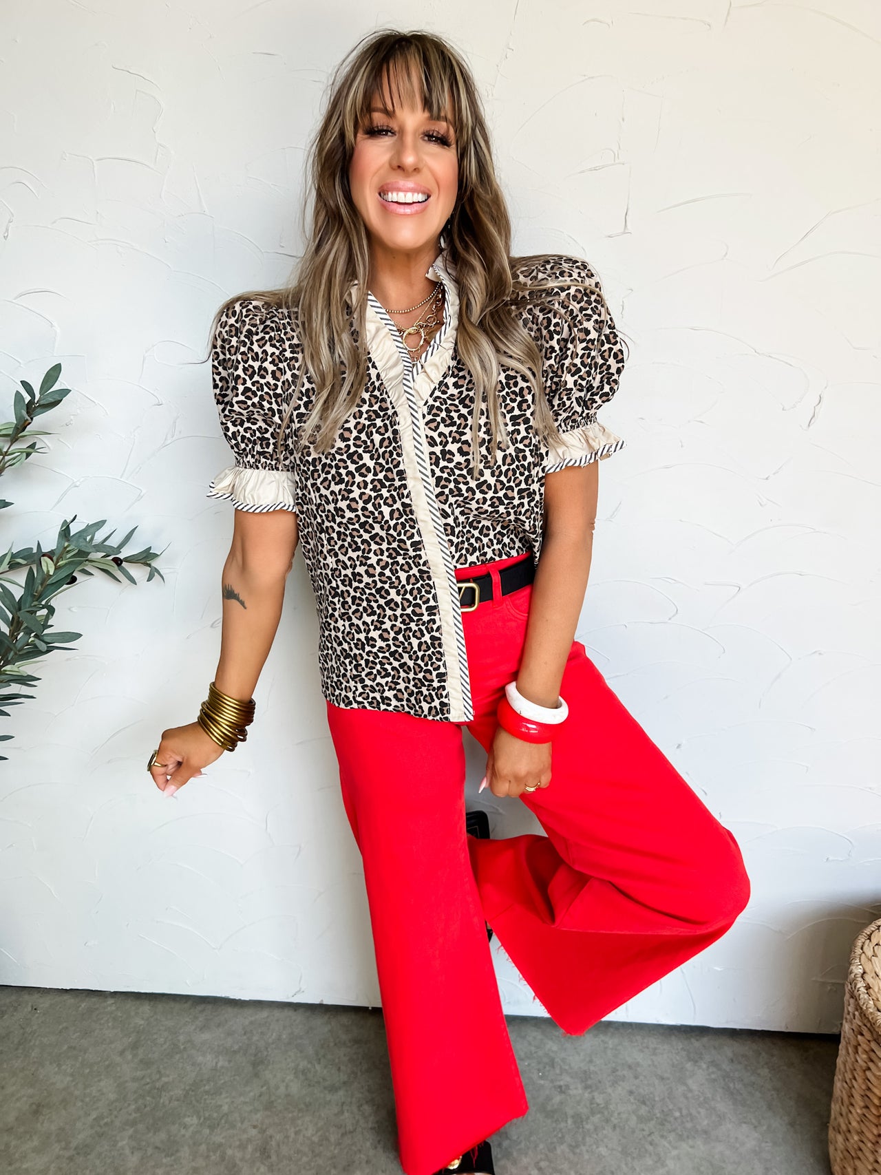 Perfectly You V Neck Cheetah Top