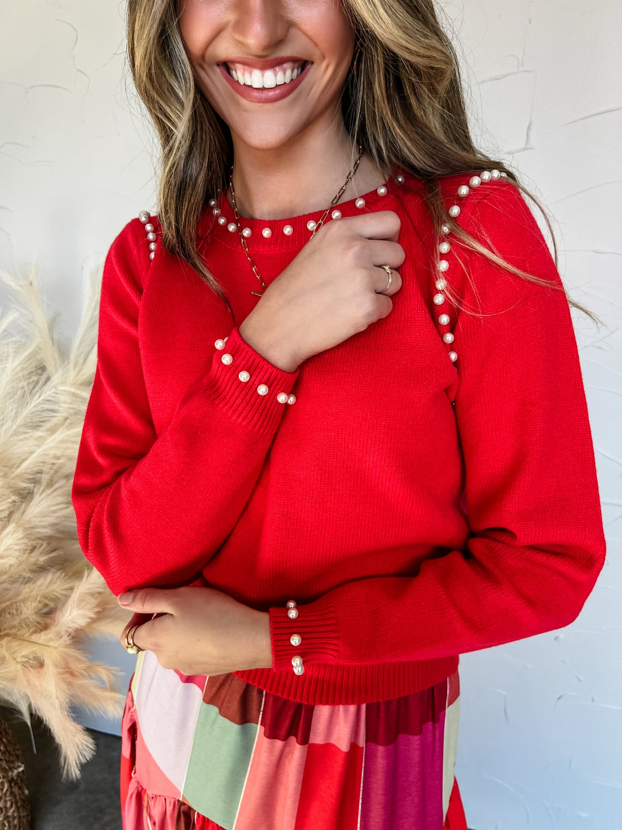 Deeper Connection Pearl Trimmed Sweater