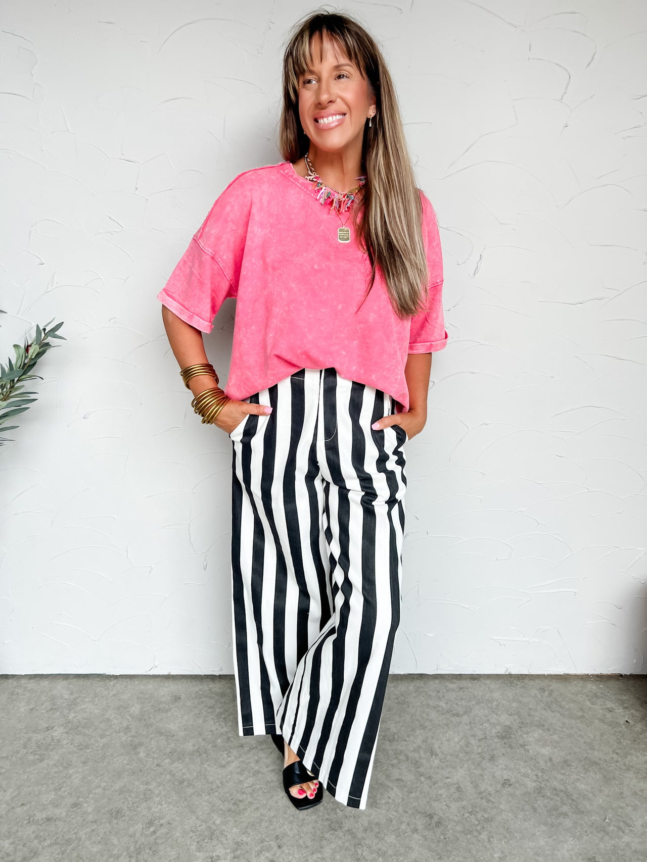 All In Day Fuchsia Round Neck Top