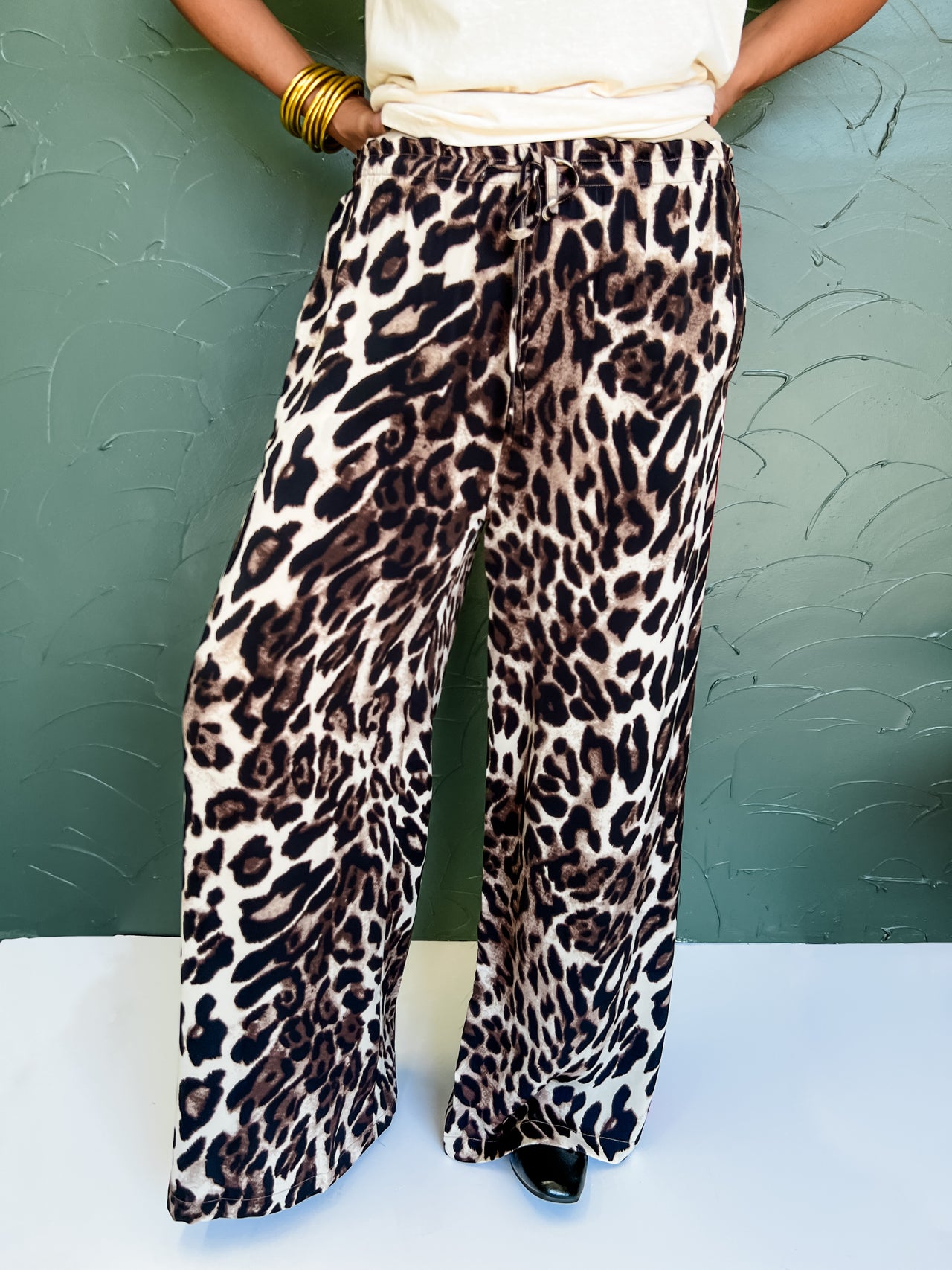 For The Greater Good Leopard Straight Pants