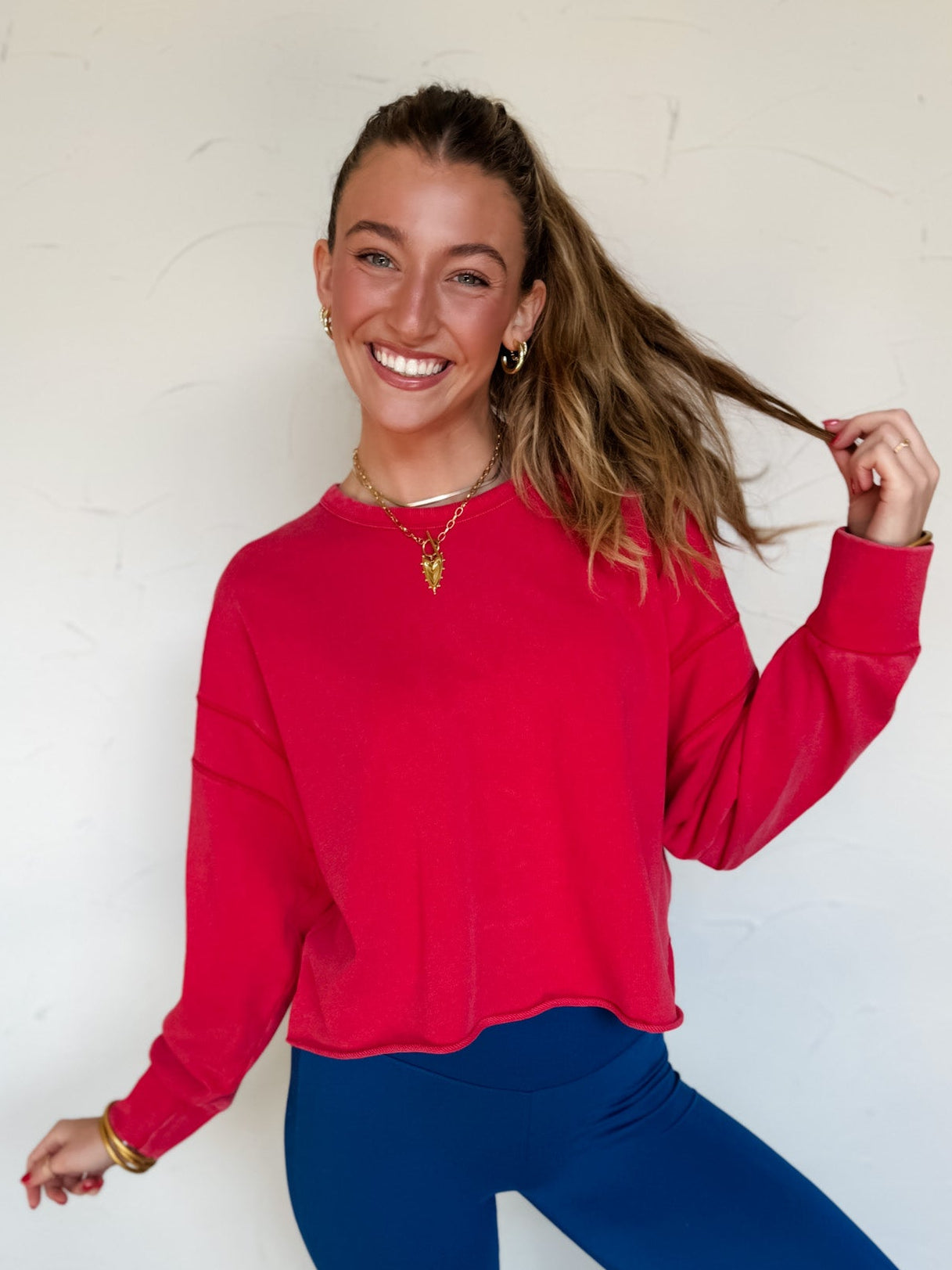 The Reason Why Mineral Wash Cutout Sweatshirt- Cherry