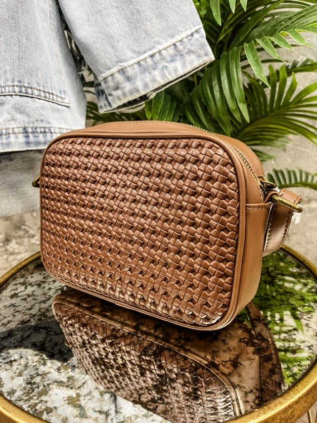 Josie Woven Crossbody Bag- Brown