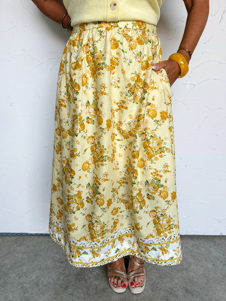 Pretty As The Sum Floral Midi Skirt