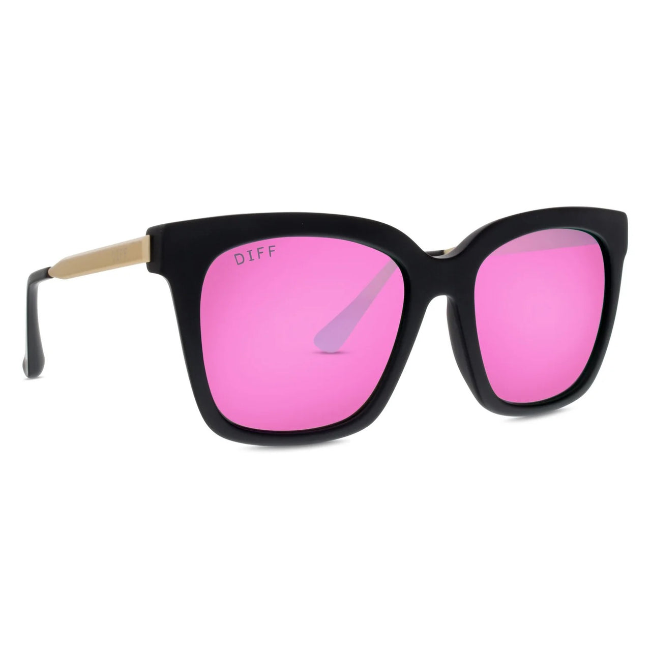 Bella- matte black + pink mirror polarized sunglasses
