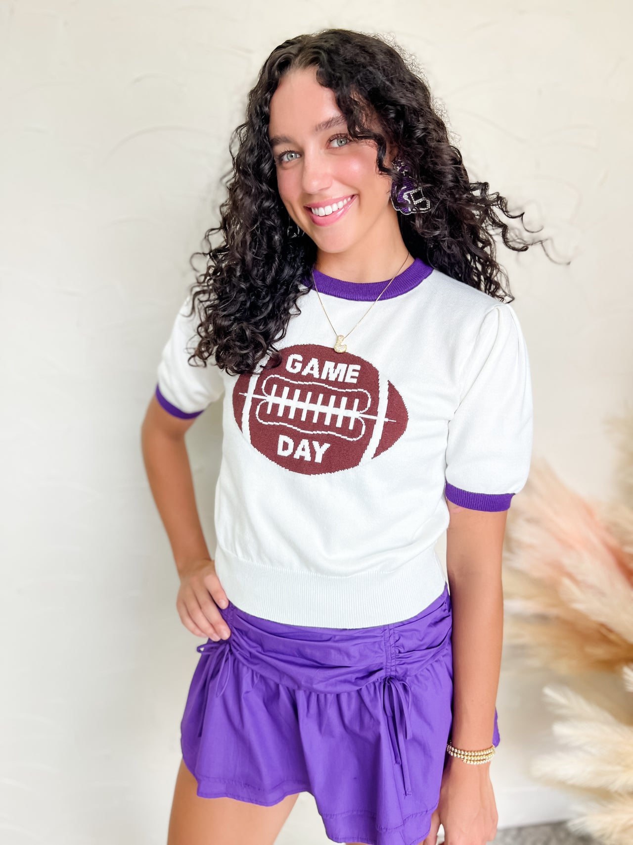 Football Purple Game Day Sweater Top