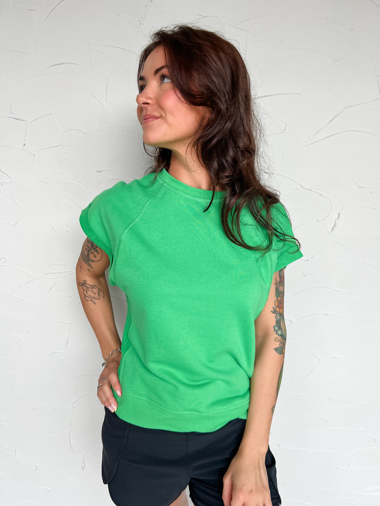 Do The Reps French Terry Cap Sleeve Top- Green Pop