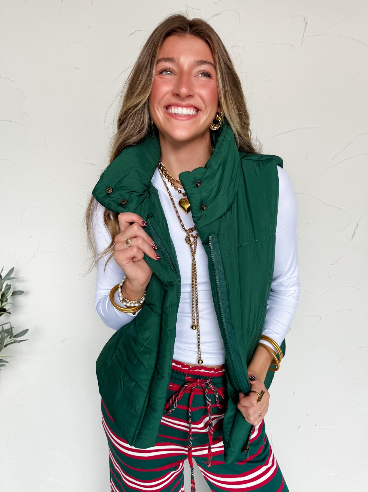 Almost Yours Puffer Vest- Hunter Green