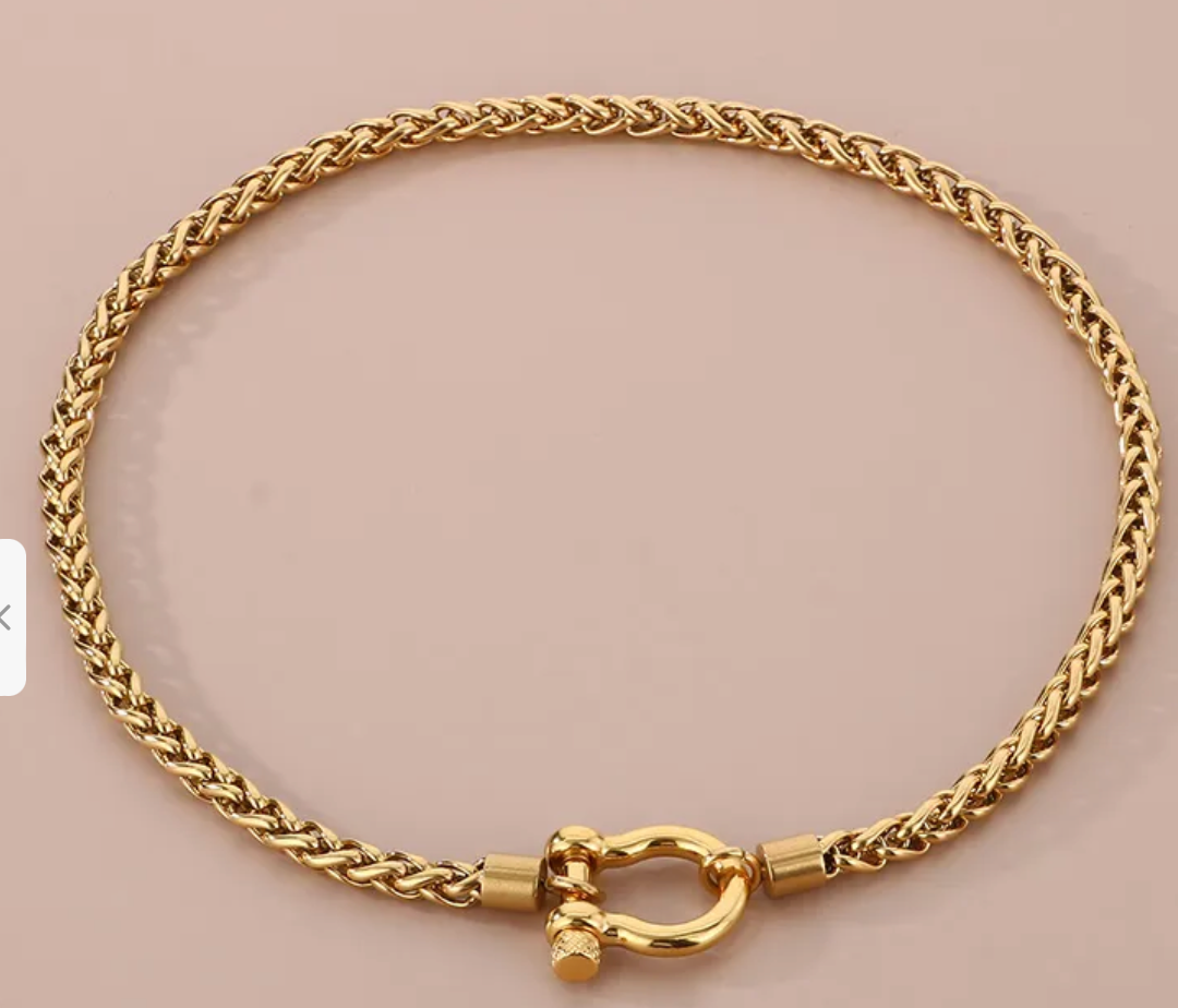Amara Horseshoe Lock Gold Necklace