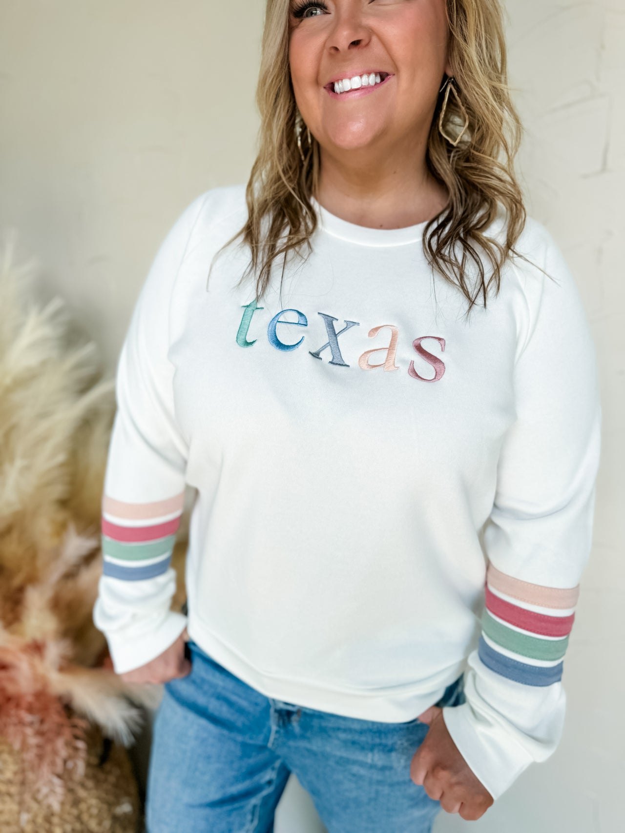 Texas Striped Embroidered Sweatshirt