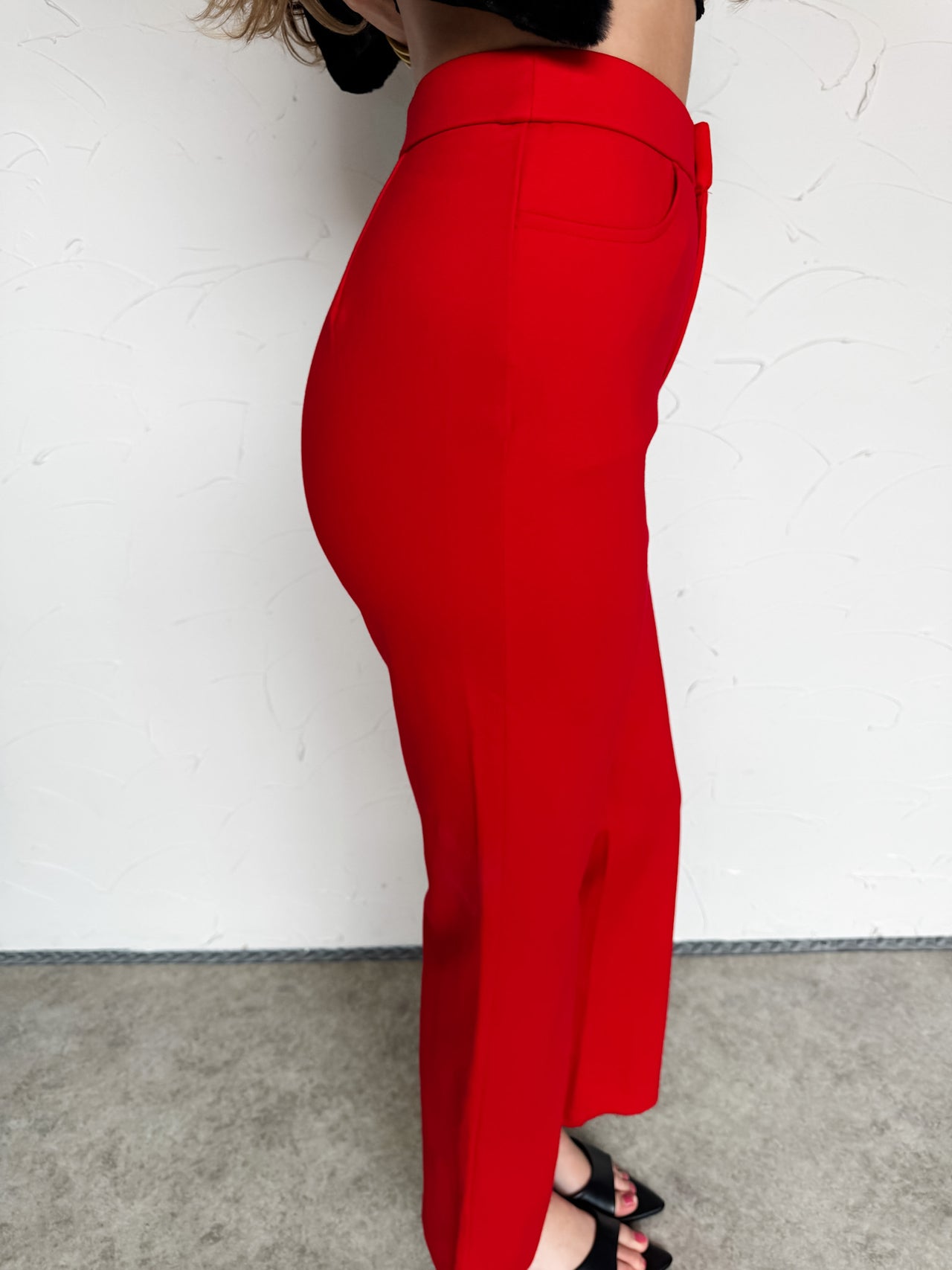 Classic Essential Straight Leg Pants- Red