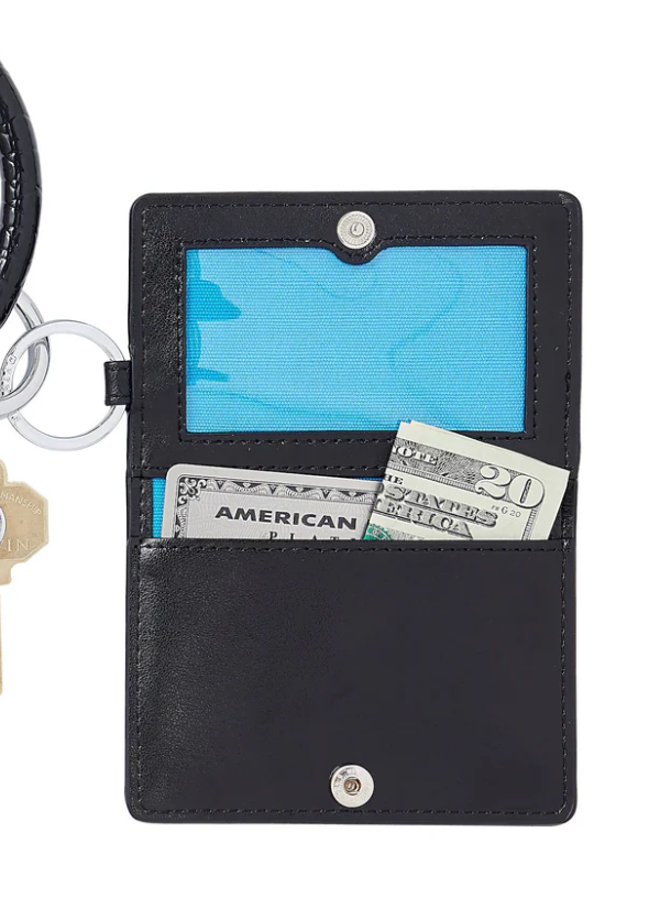 Black Leather ID Case- Keychain Wallet
