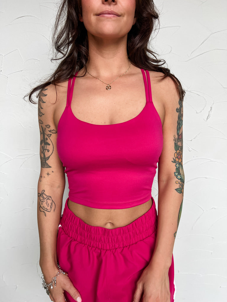 Sign Me Up Criss Cross Sports Bra- Plum Pink