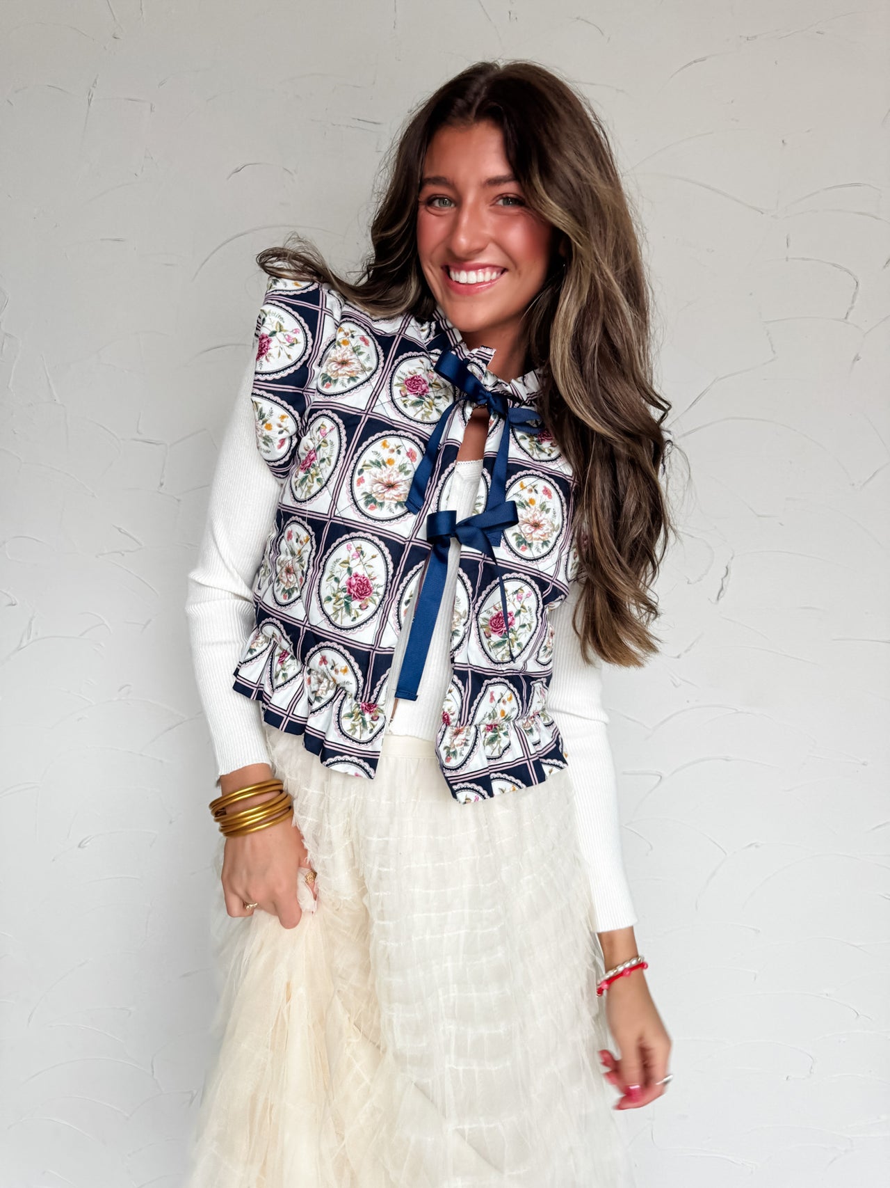 Keep It Up Quilted Flutter Sleeve Floral Vest