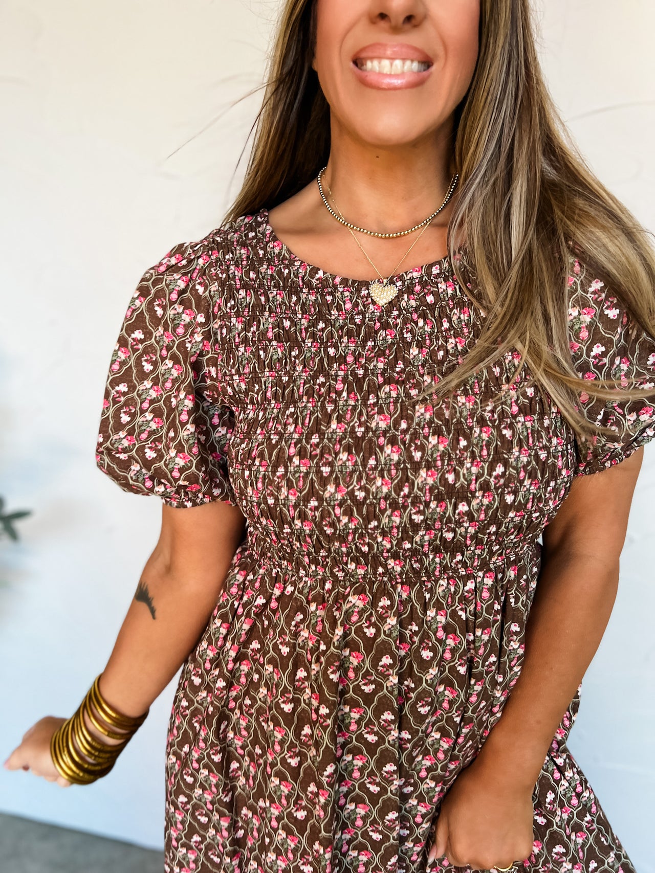 Run To Checkout Floral Maxi Mocha Dress