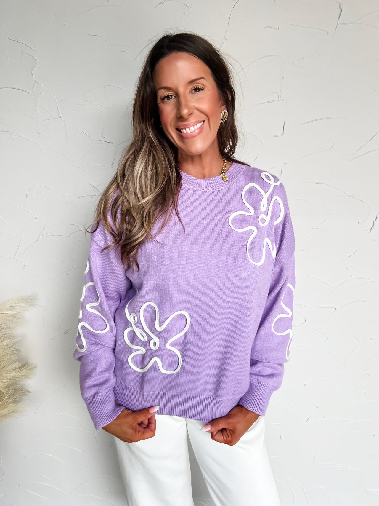 So Retro Long Sleeve Floral Sweater Top