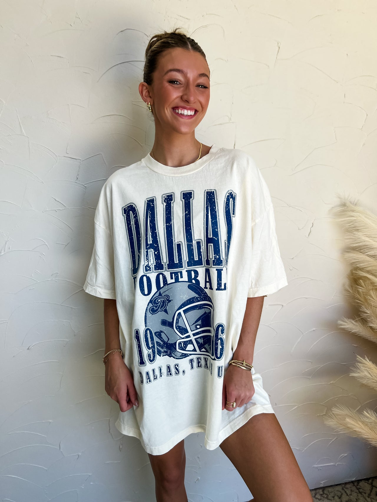 PREORDER 90's Vintage Dallas Football Oversized Tee- Ivory