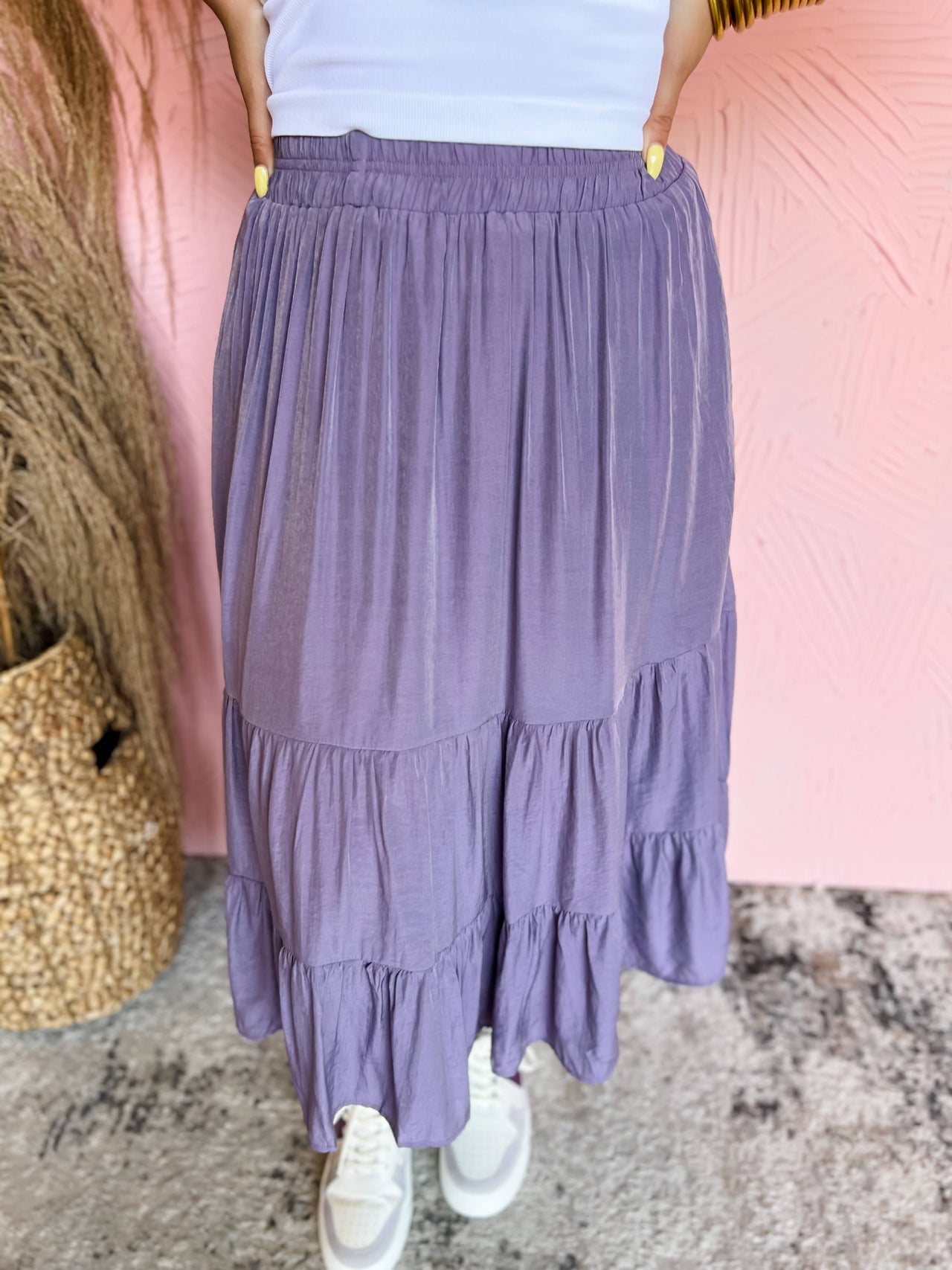 Lavender Classic Tiered Maxi Skirt