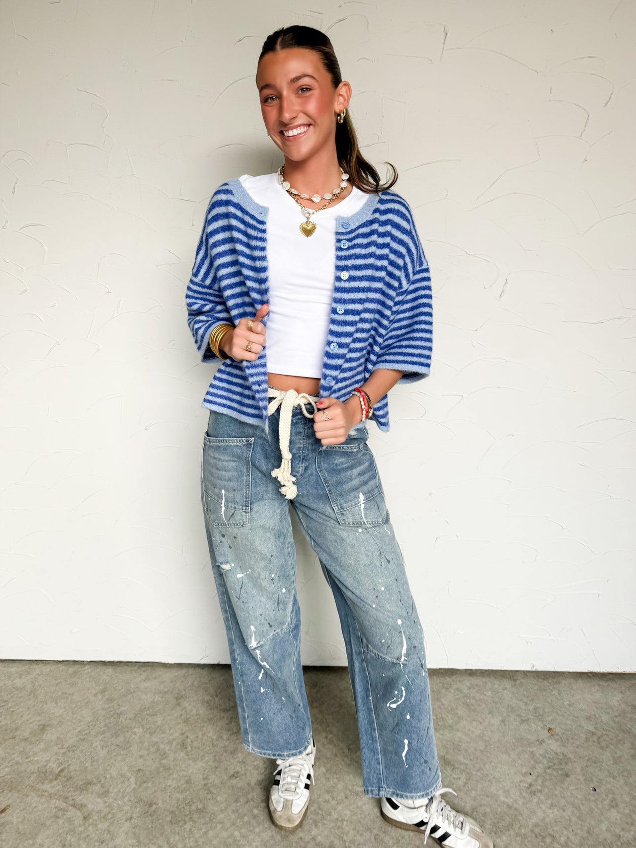 No Truer Words Spoken Striped Top- Blue