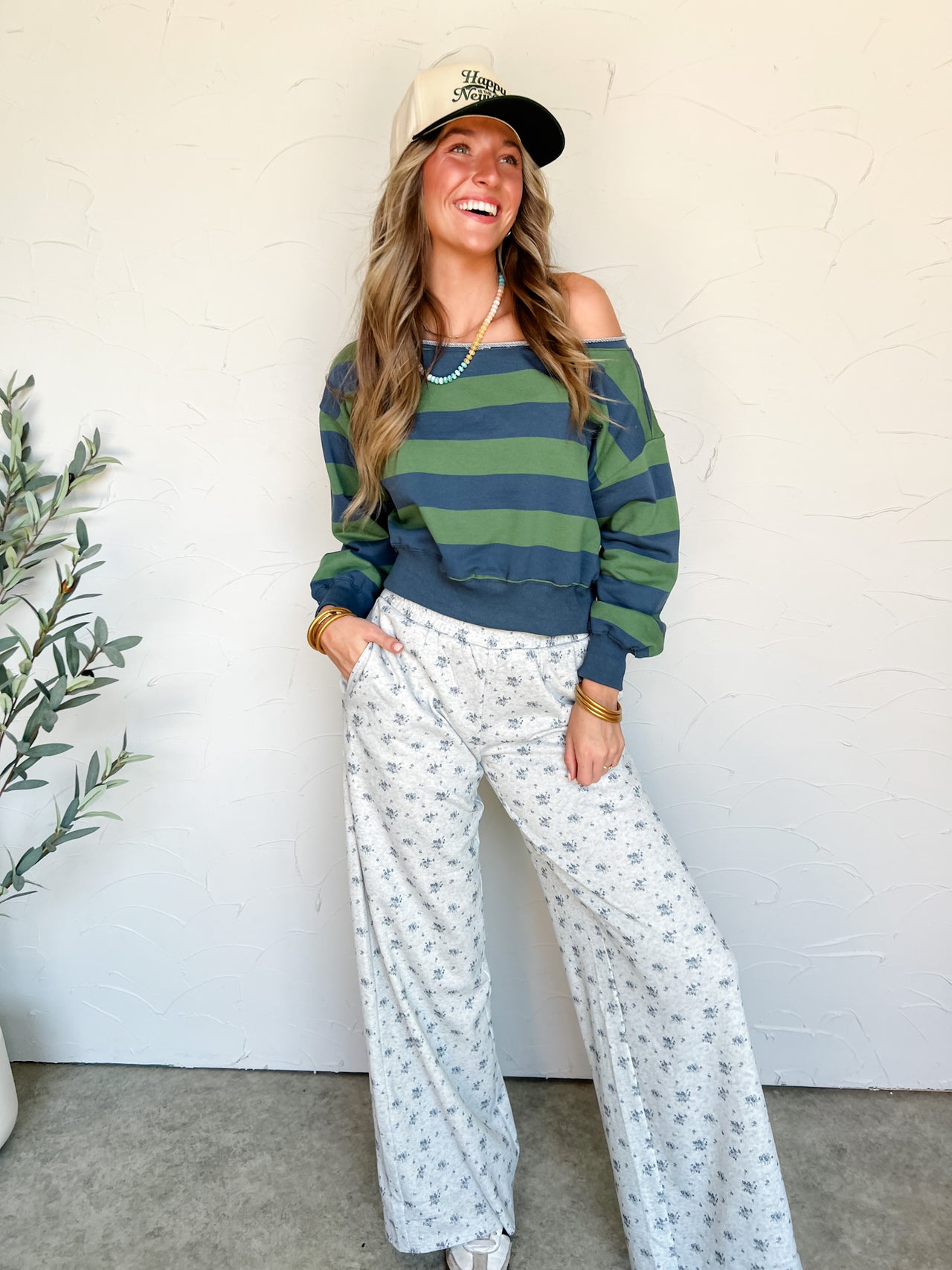 Striped In Style Knit Sweater- Green and Navy