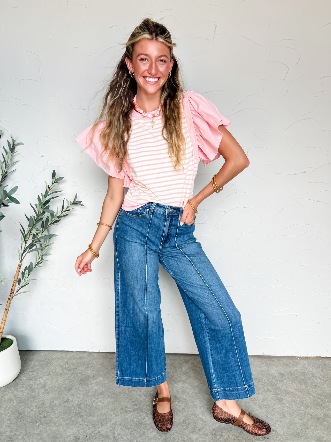 Good Vibes Only Striped Top- Pink