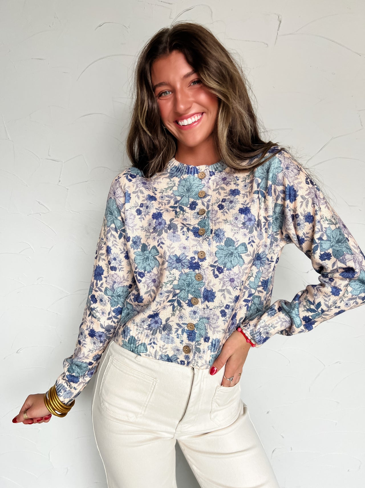 This Little Life Floral Sweater Cardigan Top