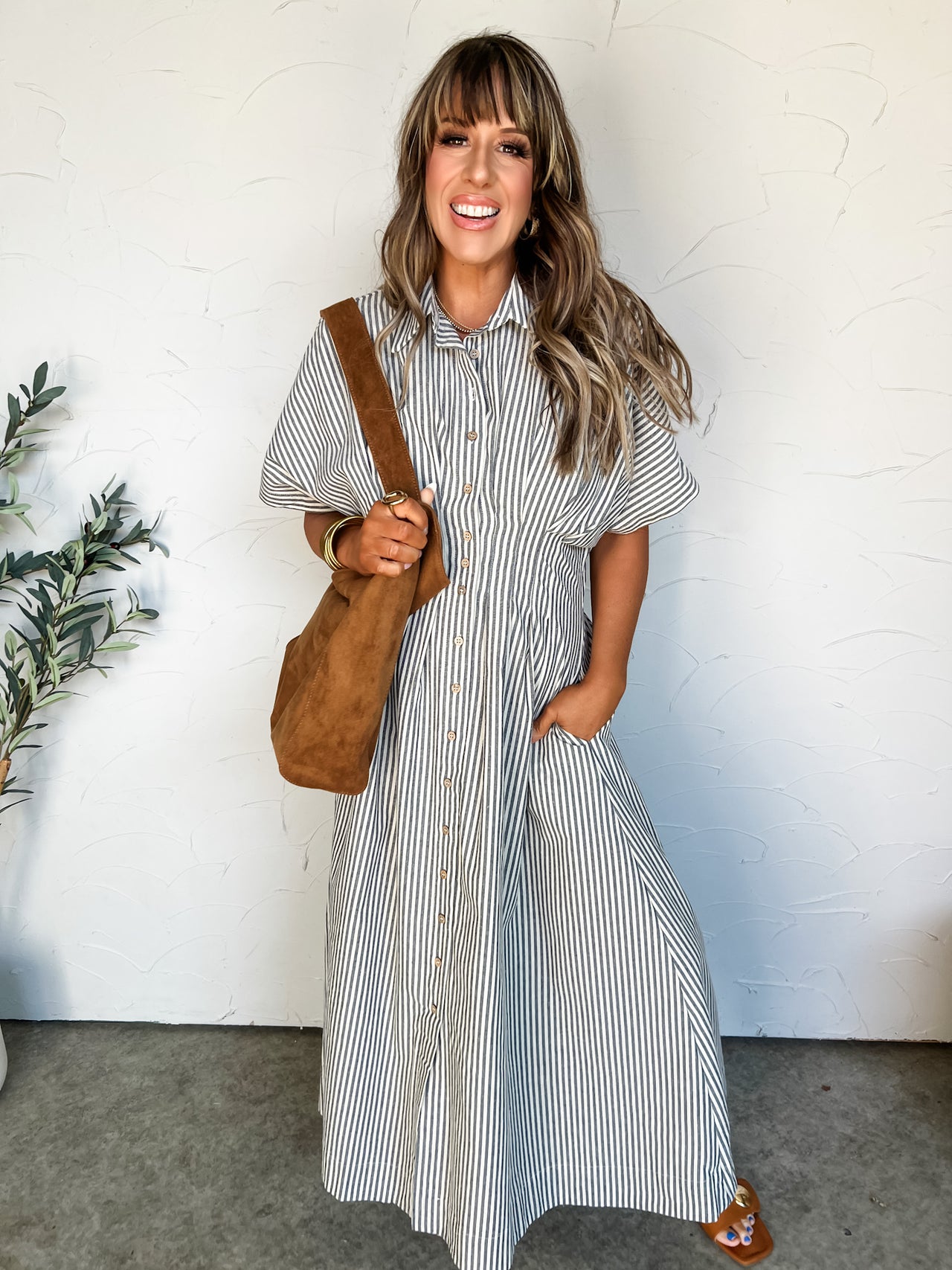 Say You Love It Striped Shirt Dress