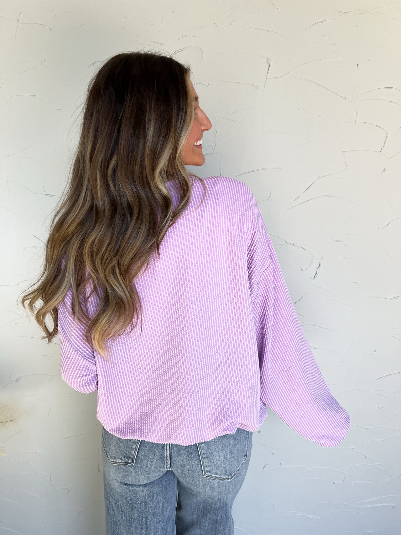 TEXAS Soft Ribbed Graphic Sweatshirt- Lilac