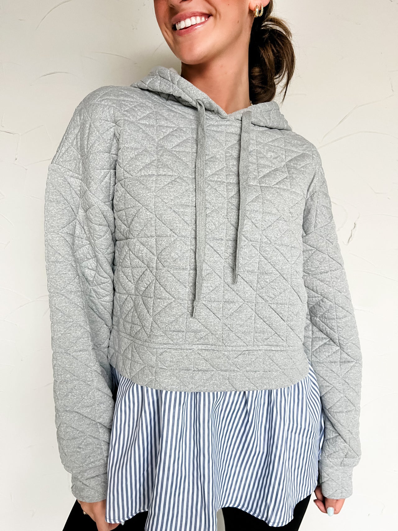 Secret Affection Hoodie Layered Top- Grey