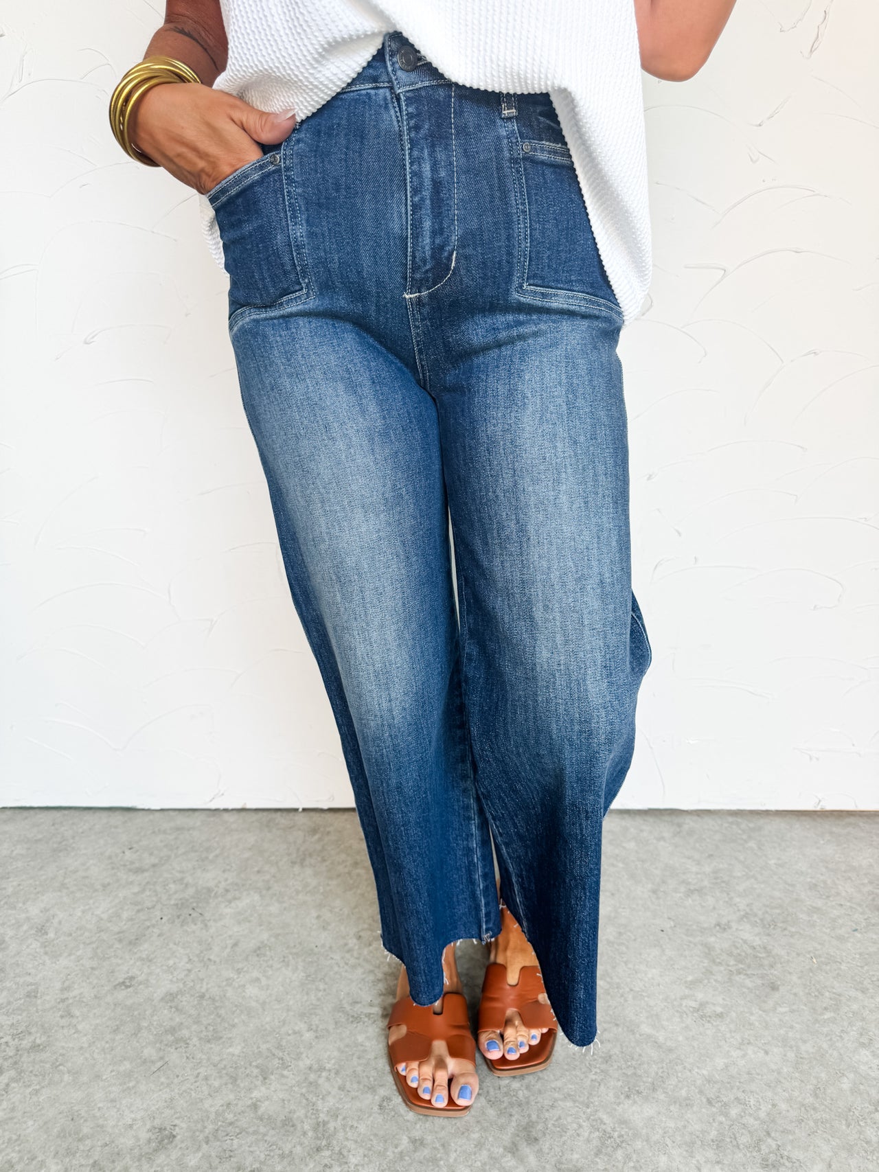 Unexpected Blessings Wide Leg Jeans- Dark Wash