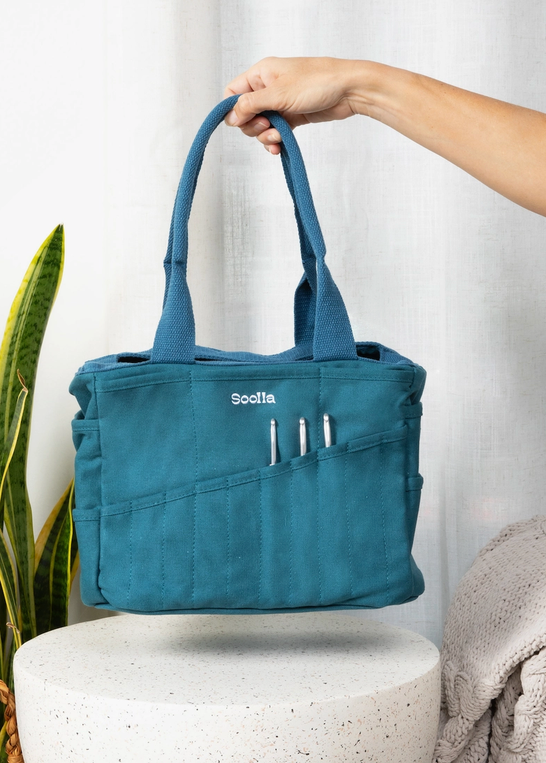 Soolla Studio Artist Bag, Aquamarine, Knitting Tote