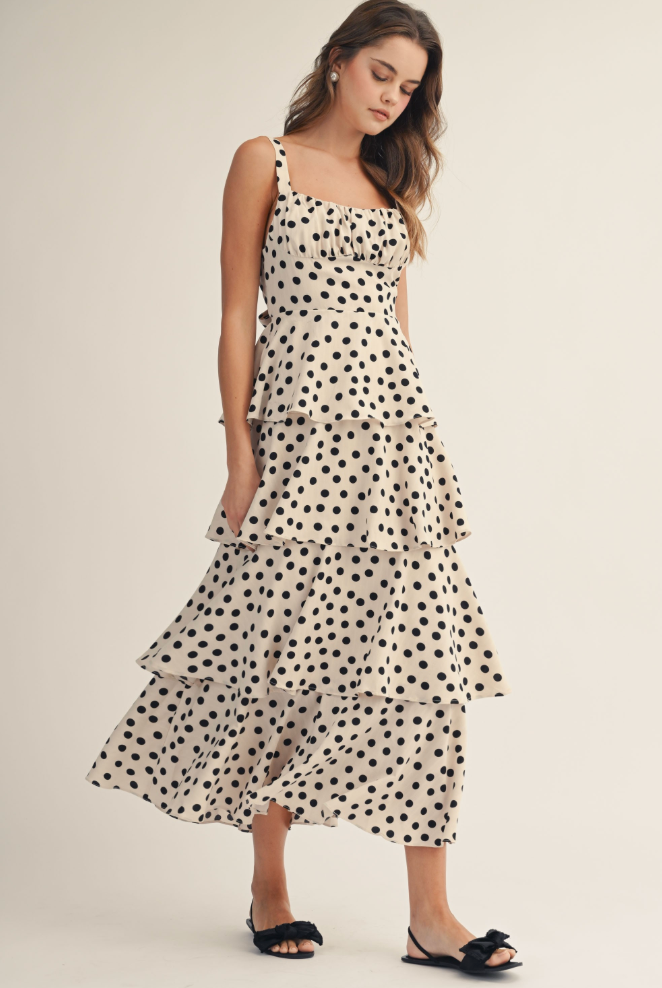 Dance The Day Away Dots Tiered Maxi Dress