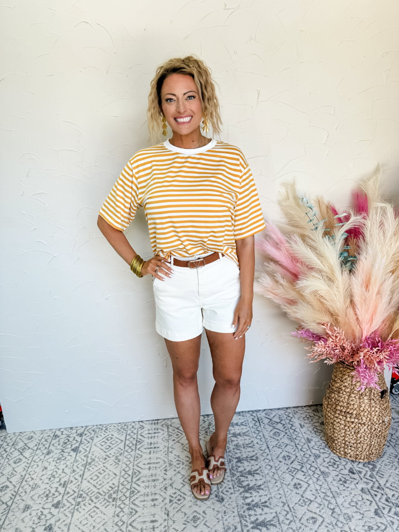 Every Second Counts Striped Top- Mustard