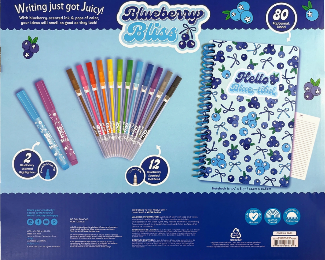Blueberry Bliss: Scented Gel Pen & Highlighter Writing Kit